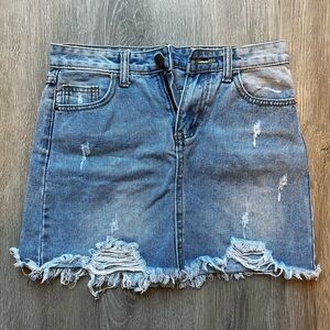 ripped tumblr denim skirt